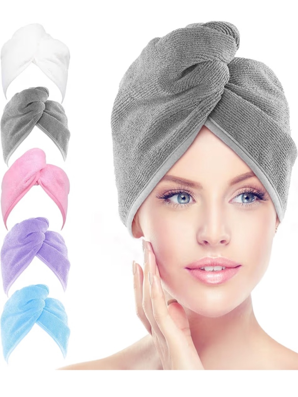5 Pack Microfiber Towel Hair Wrap Turban